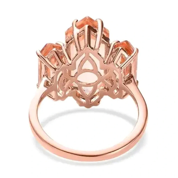 Morganite Quartz Triplet Three Stone Ring. - Picture 9 of 9
